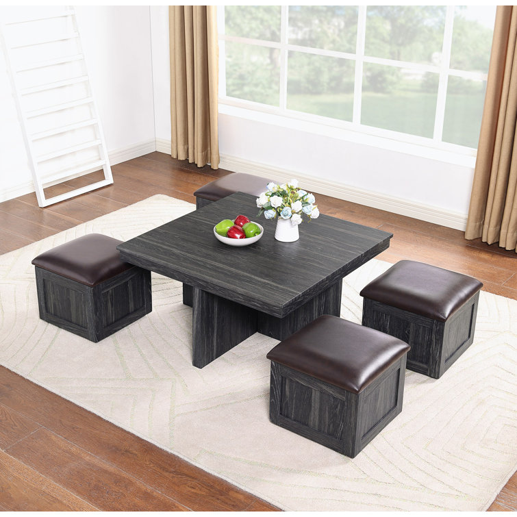 Dining table discount with storage stools